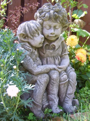 Dandelion and Burdock fairy statue for the garden